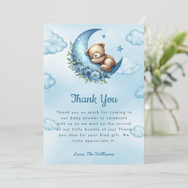 Au-Dessus Du Carte de remerciements Du Baby shower (Debout devant)