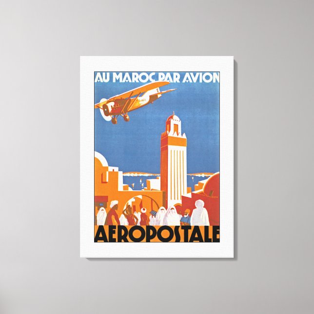 Au Maroc Par Avion - m Canvas Print (Front)