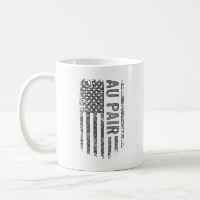 Au Pair USA Flag Distressed design Coffee Mug (Left)