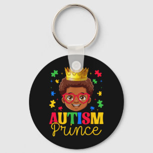 Au Prince Au Awareness Puzzles Autistic Afro Boys Keychain