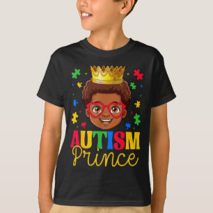 Au Prince Au Awareness Puzzles Autistic Afro Boys T-Shirt