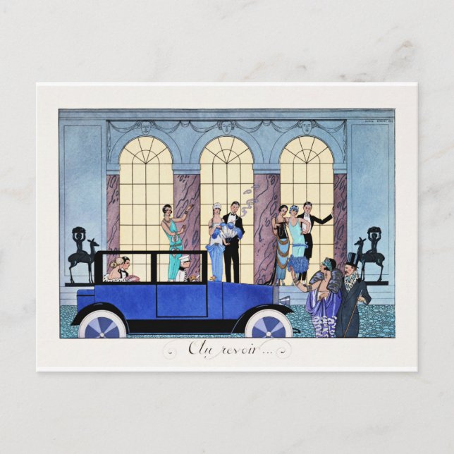 Au Revoir, 1920 Art Deco illustration Postcard (Front)