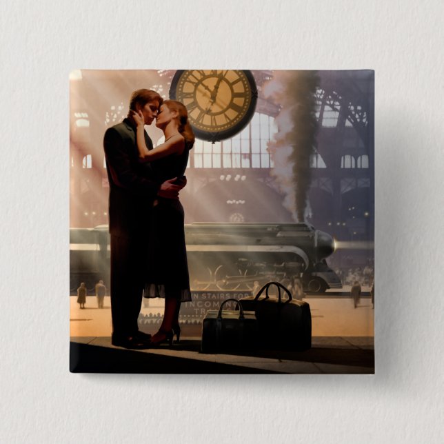 Au Revoir 2 Inch Square Button (Front)