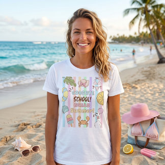 Au revoir école bonjour été rayures T-Shirt pastel