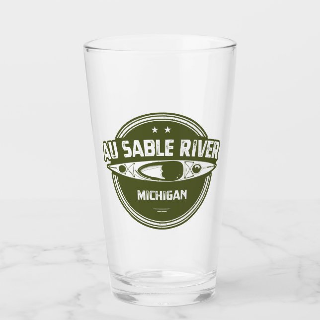 Au Sable River Michigan Kayaking Glass (Front)