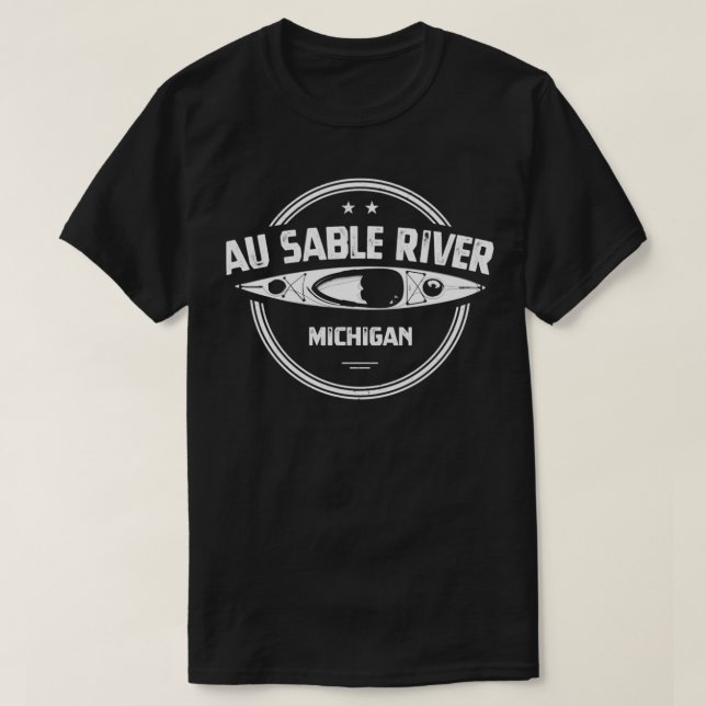 Au Sable River Michigan Kayaking T-Shirt (Design Front)