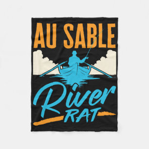 Au Sable River Rat Rafting Canoeing Fishing Boatin Fleece Blanket