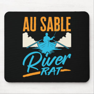 Au Sable River Rat Rafting Canoeing Fishing Boatin Mouse Pad