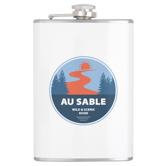 Au Sable Wild And Scenic River Hip Flask (Front)