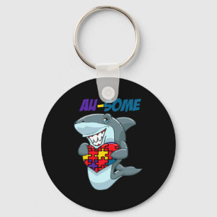 Au Some Shark Awesome Autistic Puzzle Autism Aware Keychain