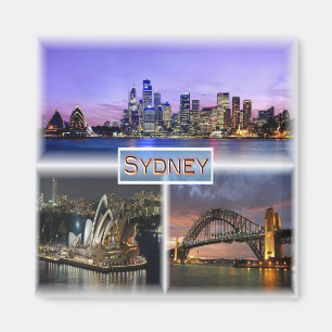 AU Sydney by Night - Opera House - HArbour Bridge Magnet