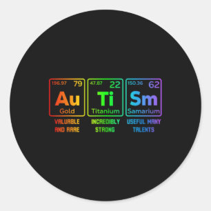 Au Ti Sm Periodic Table Design For Neurodiversity Classic Round Sticker