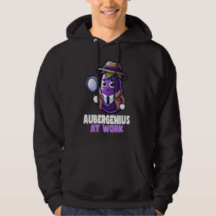 Aubergenius At Work Funny Detective Eggplant Hoodie