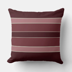 Aubergine and Rose Stripes Throw Pillow