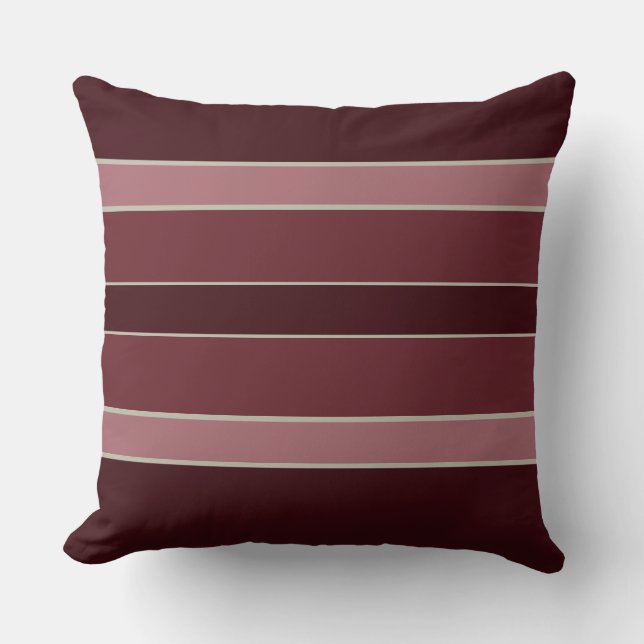 Aubergine and Rose Stripes  Throw Pillow (Front)