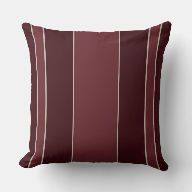 Aubergine and Rose Stripes Throw Pillow (Front)