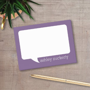 Aubergine and White Talk Bubble Personalized Name Post-it Notes