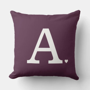Aubergine Eggplant Deep Purple Initial Throw Pillo Pillow