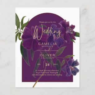Aubergine Plum Purple Floral Forest Green Wedding Flyer