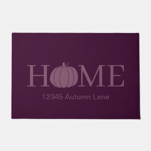Aubergine Purple HOME Pumpkin Typography Doormat