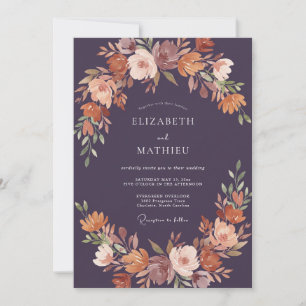 Aubergine Rich Autumn Wedding Invitation