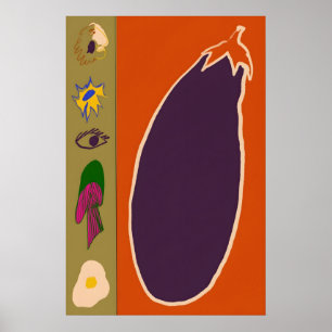 Aubergine Slice Japanese Abstract Bauhaus Formula Poster