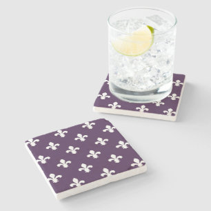 Aubergine Southern Cottage Fleur de Lys Stone Coaster
