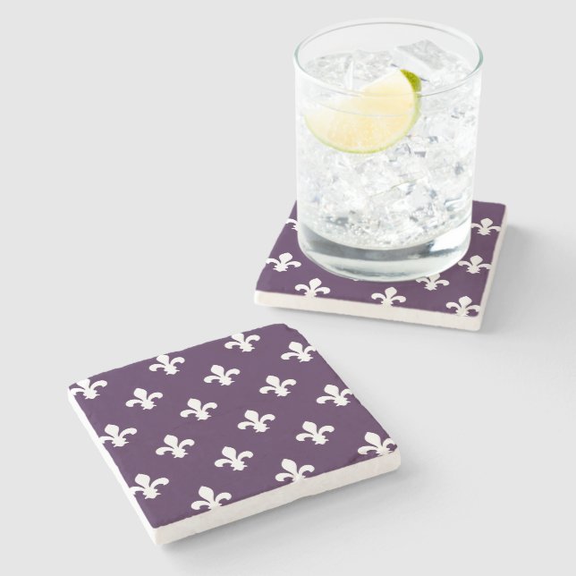 Aubergine Southern Cottage Fleur de Lys Stone Coaster (Side)