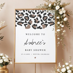 AUBREE Boho Leopard Print Baby Shower Welcome