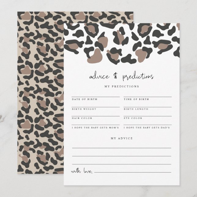 AUBREE Leopard Baby Advice and Predictions Card (Front/Back)