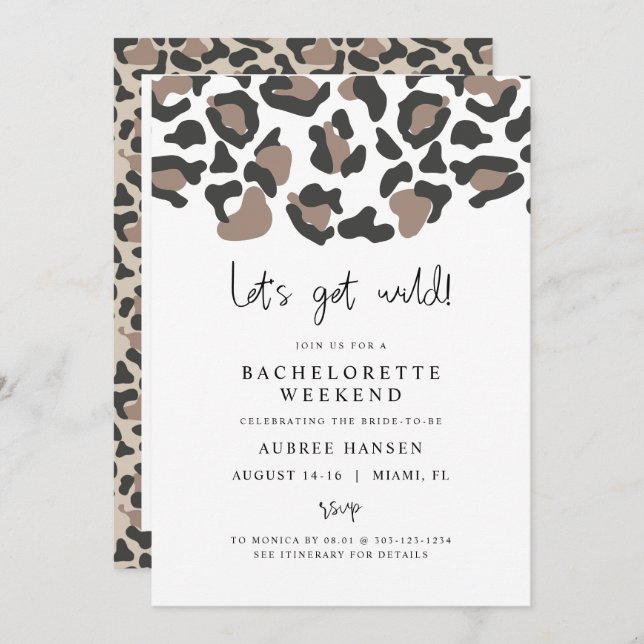 AUBREE Leopard Print Wild Bachelorette Itinerary (Front/Back)