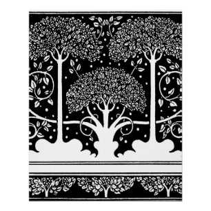 Aubrey Beardsley Art Nouveau Tree Pattern Print