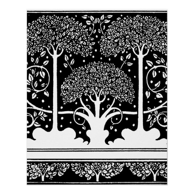 Aubrey Beardsley Art Nouveau Tree Pattern Print (Front)