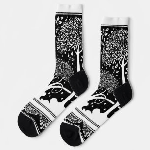 Aubrey Beardsley Art Nouveau Tree Pattern Print Socks