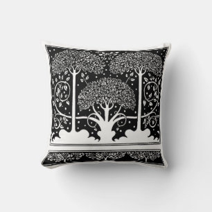 Aubrey Beardsley Art Nouveau Tree Pattern Print Throw Pillow