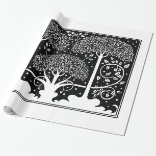 Aubrey Beardsley Art Nouveau Tree Pattern Print Wrapping Paper