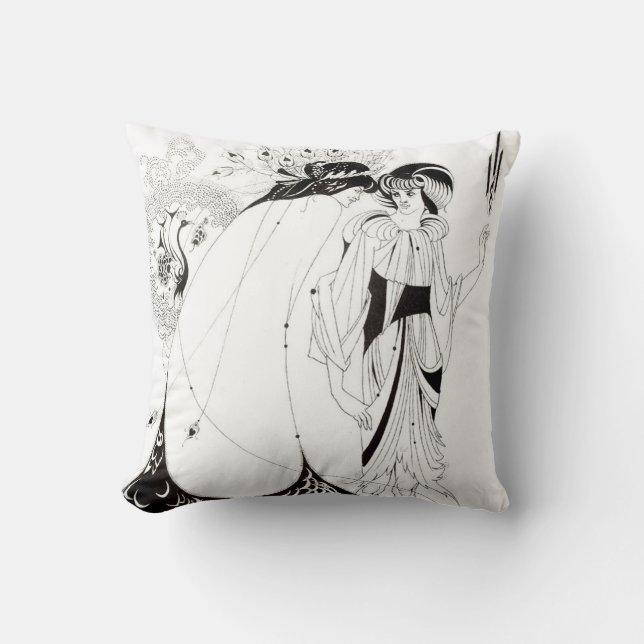 Aubrey Beardsley The Peacock Skirt Pillow (Front)