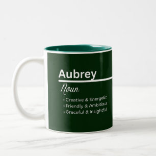 Aubrey Girl Name Definition Personalized Two-Tone Coffee Mug