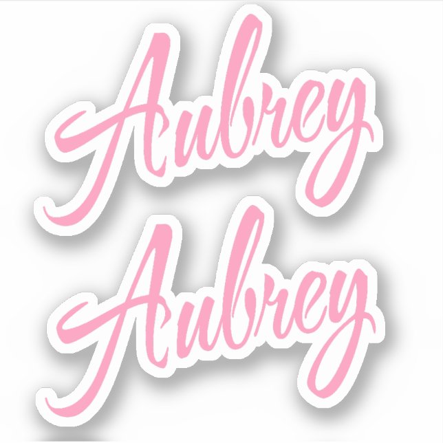 Aubrey Nom décoratif en rose x2 Sticker (Devant)