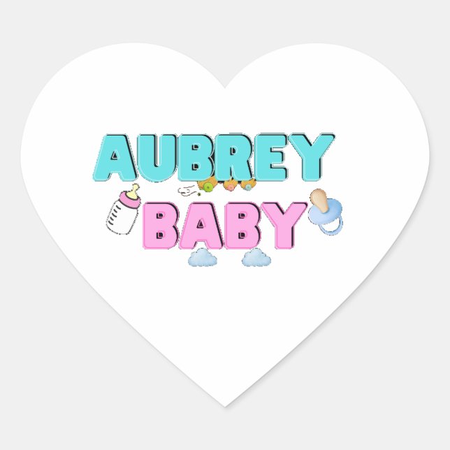 Aubrey with butterfly and cloud  heart sticker (Front)