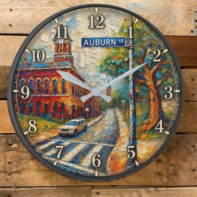 Auburn Alabama Artistic Downtown  Large Clock (Creator Uploaded)