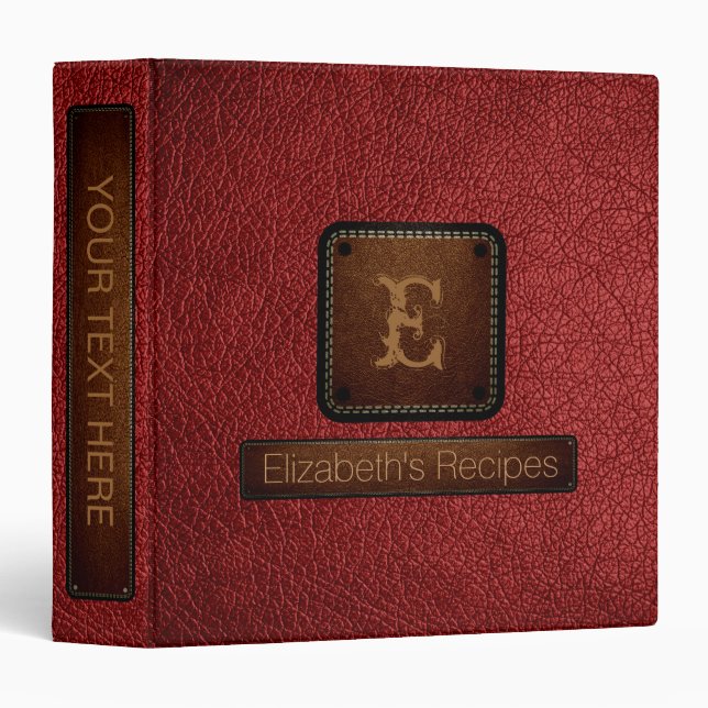 Auburn Leather Elegant Monogram Binder (Front/Spine)