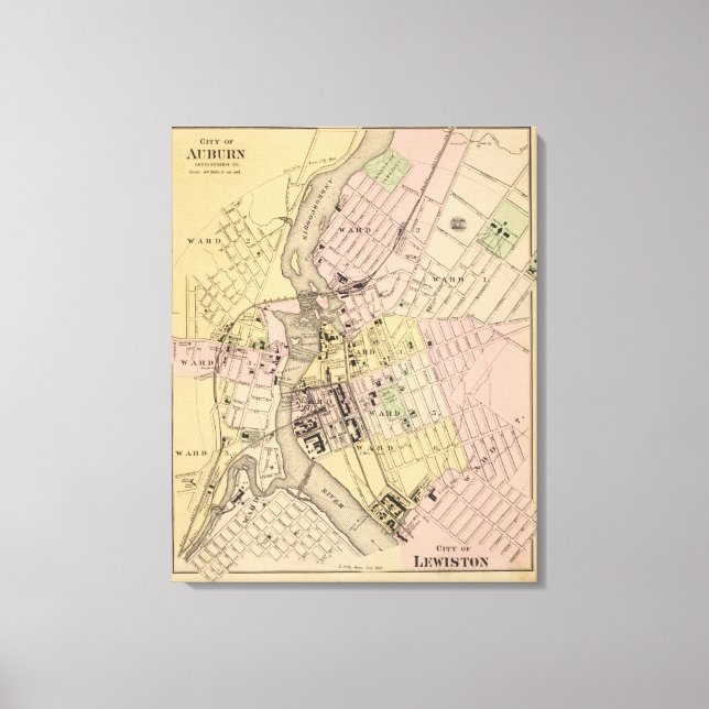 Auburn, Lewiston Map Canvas Print (Front)