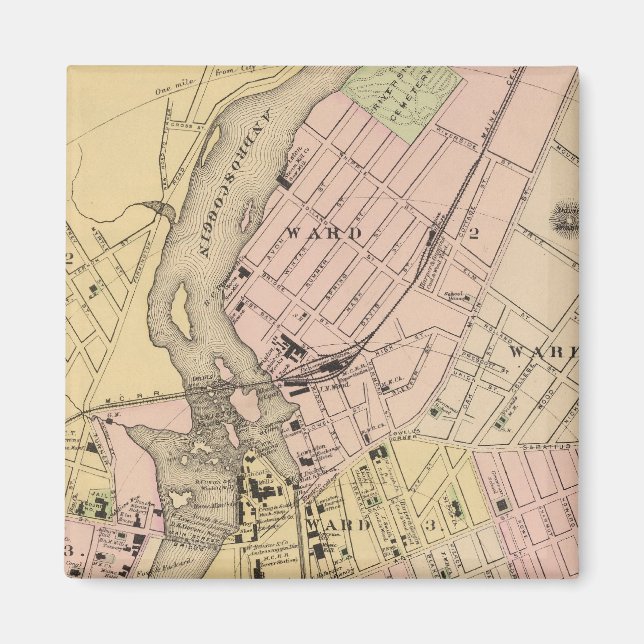 Auburn, Lewiston Map Magnet (Front)