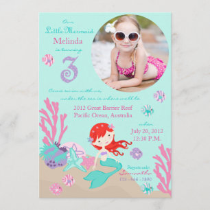 Auburn Mermaid Invitation au troisième anniversair