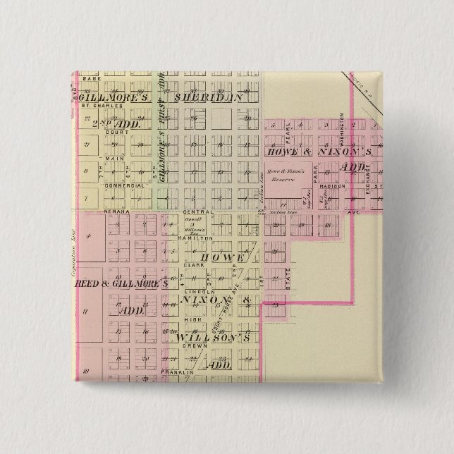 Auburn, Nebraska 2 Inch Square Button (Front)