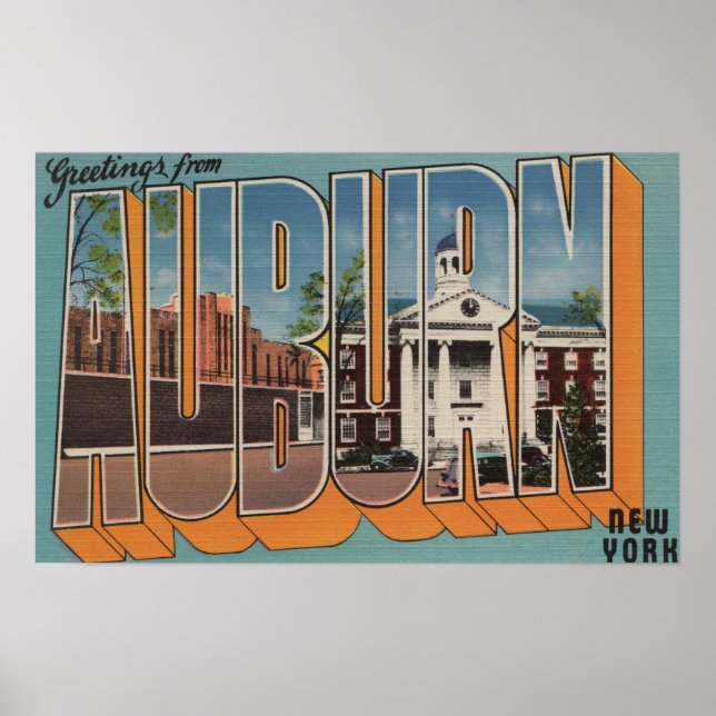Auburn, New York - Large Letter Scenes Poster (Front)