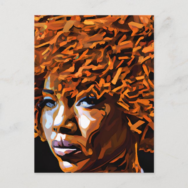 Auburn Queen Orange Brown Hair Black Melanin Afro Postcard (Front)