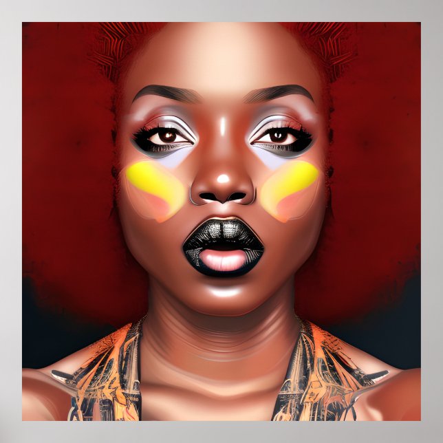 Auburn Queen Orange Brown Hair Black Melanin Afro Poster (Front)