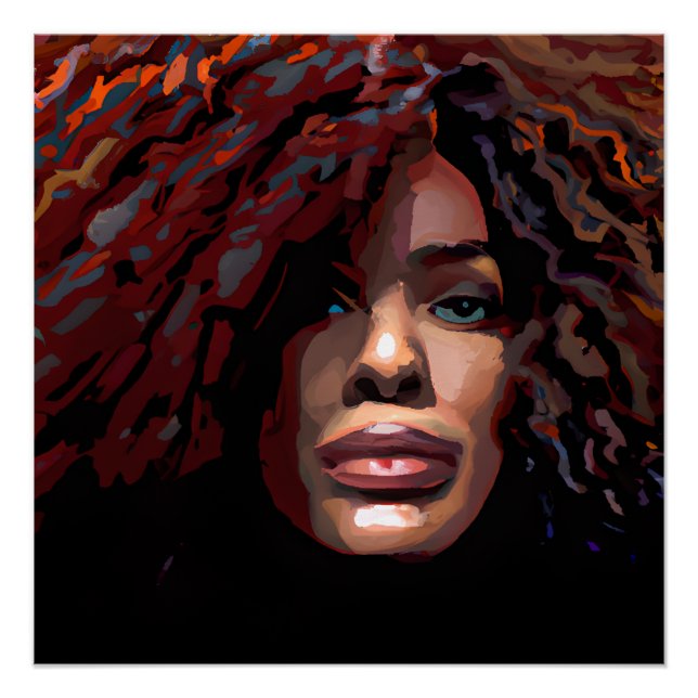 Auburn Queen Orange Brown Hair Black Melanin Afro Poster (Front)